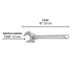 Llave ajustable (perico) 12' cromada, PRETUL 3