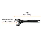Llave ajustable (perico) 12' profesional pavonada, EXPERT 3