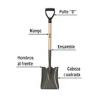 Pala cuadrada, puño 'D', PRETUL 2