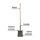 Pala cuadrada, mango largo 44', PRETUL 2
