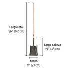 Pala cuadrada, mango largo 44', PRETUL 3