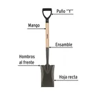 Pala escarramán, mango madera, puño 'Y', PRETUL 2