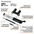 Mini bomba manual para bicicleta, abatible, 75 PSI, TRUPER 4