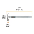 Martillo tubular pulido 20 oz alojamiento imantado uña recta 3