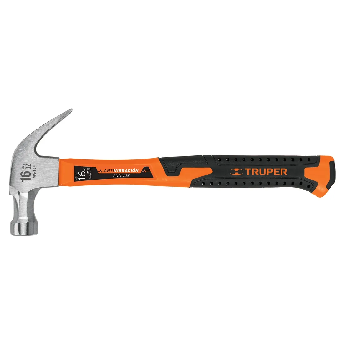 Martillo 16 oz uña curva, mango fibra de vidrio, TRUPER