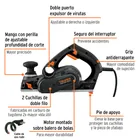 Cepillo eléctrico 3-1/4', 720W, TRUPER INDUSTRIAL 2