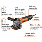 Esmeriladora angular 4-1/2', 950W, TRUPER ERGO PRO 4