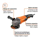 Esmeriladora angular 4-1/2', 1300W, TRUPER PRO 4