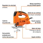 Sierra caladora de velocidad variable de 550 W, TRUPER PRO 4