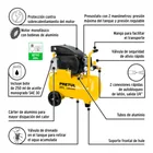 Compresor lubricado, 20L, 2-1/2HP, horizontal, 127V, PRETUL 2