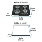 Parrilla gas empotrable 60cm, 4 quem, vidrio negro, RIVIERA 3
