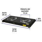 Parrilla eléctrica 2 quemadores en espiral, negra, VOLTECK 3