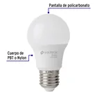 Pack 4 focos LED 6W (40W) A19, 6500K fría, 570 lm, BASIC 2