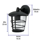 Arbotante tipo farol moderno suspendido p/exteriores, negro 3