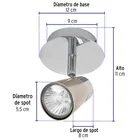Luminario de sobreponer con 1 spot base GU10, VOLTECK 3