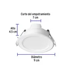 Luminario LED empotrable 5 W 6500 K, redondo, VOLTECK BASIC 4
