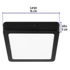 Luminario LED plafón 12W 6500K, cuadrado, negro, VOLTECK 3