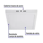 Luminario LED plafón 18W 6500K, cuadrado, blanco, VOLTECK 4
