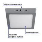 Luminario LED plafón 12W 6500K, cuadrado, gris, VOLTECK 2