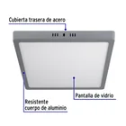 Luminario LED plafón 24W 6500K, cuadrado, gris, VOLTECK 3
