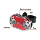 Linterna trasera para bicicleta 9 LEDs con 2 pilas AAA 3