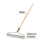 Rastrillo jardinero Classic, 16 dientes, mango 54', TRUPER 2