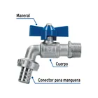 Llave de esfera c/maneral corto, latón, 130gr, 1/2', FOSET 2