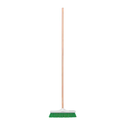 Cepillo para barrer cerda rígida de 30 cm, bastón de madera