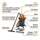 Aspiradora de sólidos y líquidos, 6 gal, plástica, negra 4