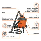 Aspiradora sólidos y líquidos, 12 gal, soplador desmontable 5