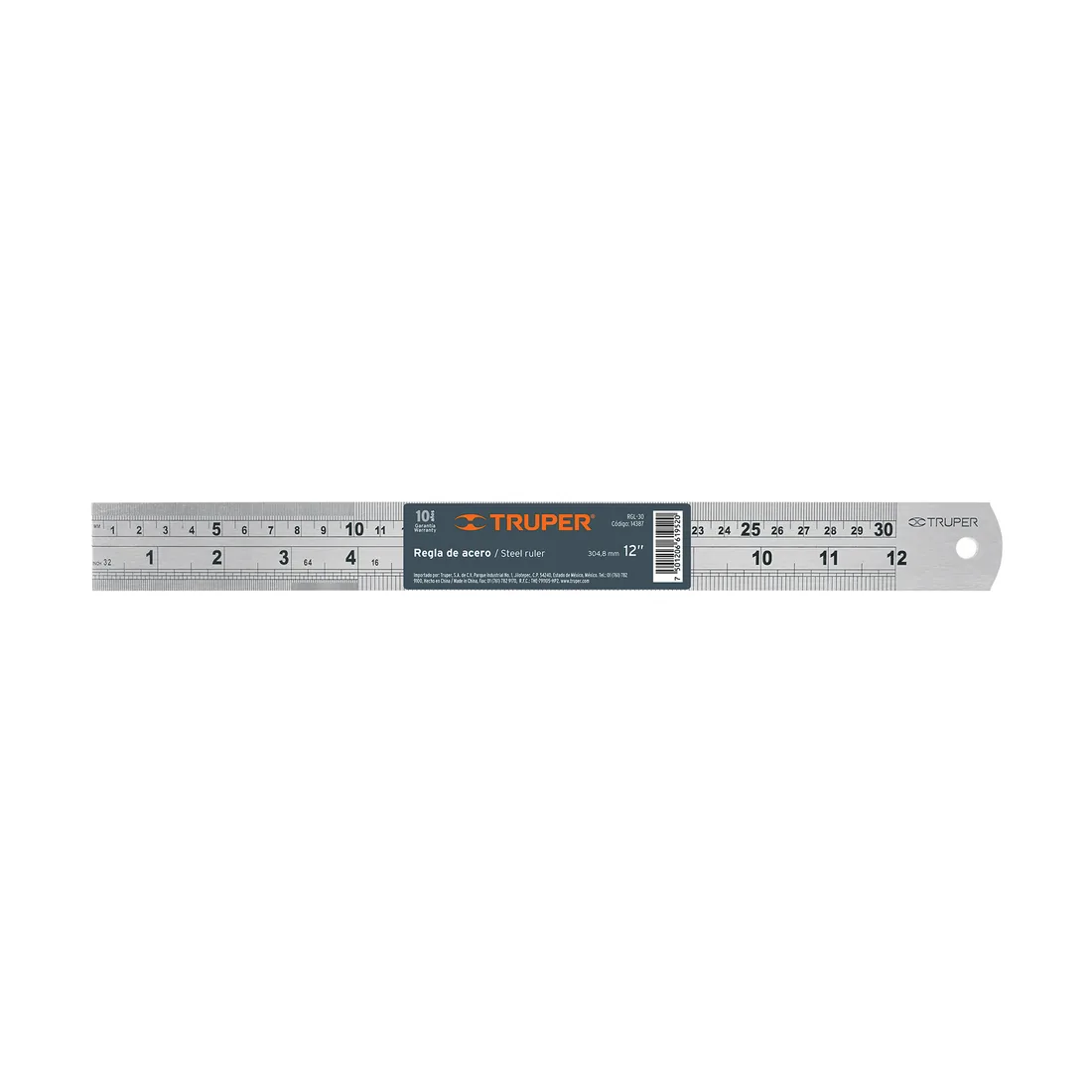 Regla 30 cm de acero inoxidable, TRUPER