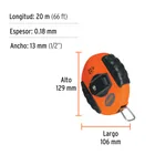 Cinta métrica larga 20 m, metálica, carcasa plástica, TRUPER 4