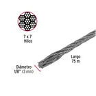 Metro de cable rígido 1/8' de acero 7x7 hilos, 75 m, FIERO 3