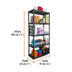 Estante plástico 5 repisas capacidad 70kg, 91x43x185, TRUPER 3