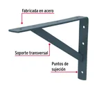 Ménsula reforzada de acero, gris, 8 x 12', FIERO 3