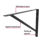 Ménsula reforzada de acero, negra, 13 x 20', FIERO 3