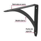 Ménsula reforzada negra 5 x 7', diseño barra, FIERO 3