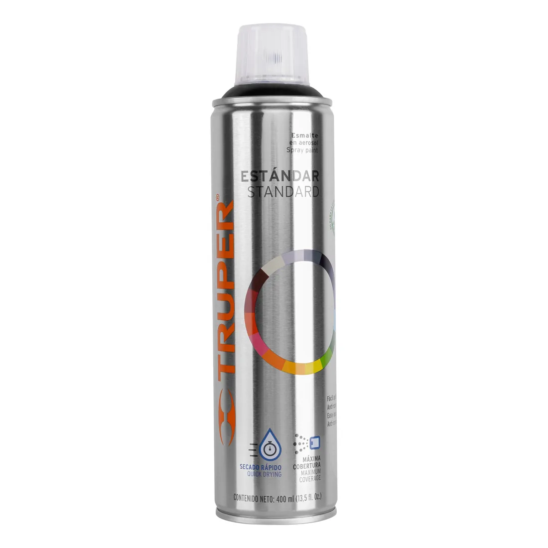 Pintura aerosol negro brillante, bote esbelto 400 ml, TRUPER