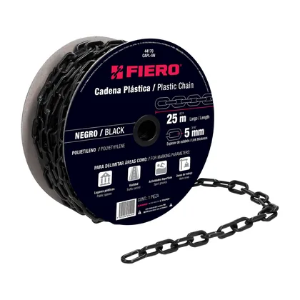 Metro de cadena de 5 mm de plástico negra, carrete de 25 m