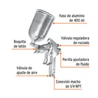 Pistola para pintar LVMP vaso aluminio, 1.4 mm, TRUPER 2
