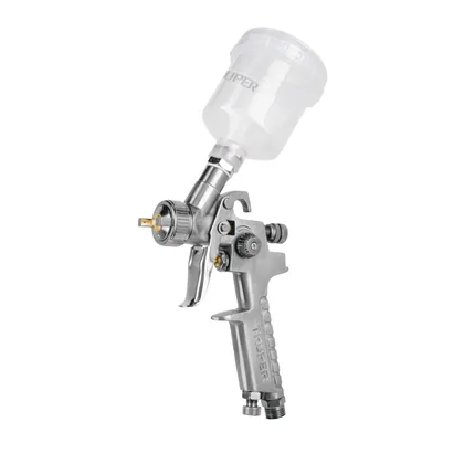 Pistola p/retoque gravedad HVLP vaso plástico, 1 mm, TRUPER