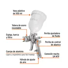 Pistola p/pintar gravedad HVLP vaso plástico, 2 mm, TRUPER 2