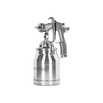 Pistola p/pintar succión HVLP vaso aluminio, 1.4 mm, TRUPER