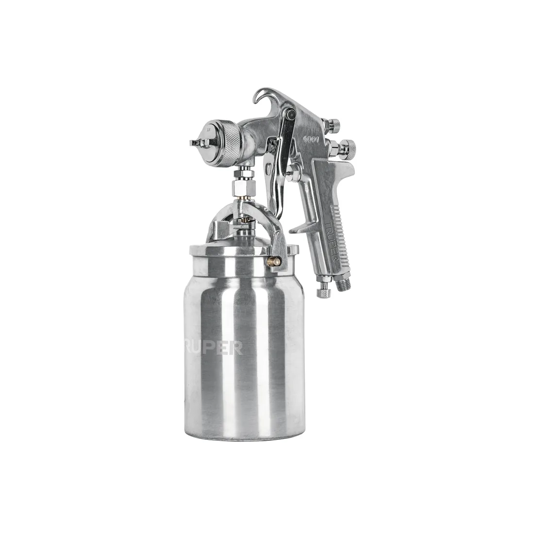 Pistola p/pintar succión HVHP vaso alum, 1.8mm, 3 vál TRUPER