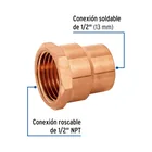 Conector de cobre, rosca interior 1/2', FOSET 2