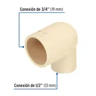 Codo reducción 90° de CPVC de 3/4' x 1/2', FOSET 2