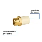 Adaptador macho de CPVC 3/4' con inserto y tuerca de latón 2