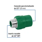 Adaptador PPR 1/2' macho con inserto metálico, FOSET 2