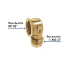 Codo para estufa a 90° de latón de 1/2 x 1/2', FOSET 2