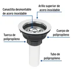 Contracanasta 3-1/2' inox, tubo plástico, FOSET 2